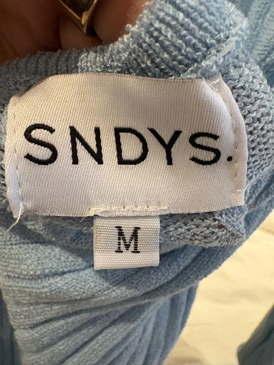 Blue Open-Back Ribbed Long-Sleeve Mini Dress - Picture 5 of 7